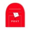 A red post box with a letter. Mailbox. Letterbox illustration. Vector