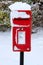 Red postbox in the snow