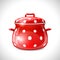 Red pot with white dots