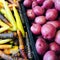 Red potatoes and colorful carrots