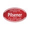 Red premium pilsener ceaft beer paper web lable badge isolated