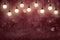 Red pretty shiny glitter lights defocused bokeh abstract background with light bulbs and falling snow flakes fly, holiday mockup