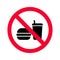 Red prohibition no food or drinks sign. No eating and drinking forbidden sing.