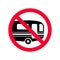 Red prohibition sign no campers. Caravans parking not allowed sign.