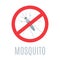 Red prohibition stop sign with crossed mosquito