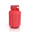 Red propane cylinder with compressed gas