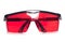 Red protective safety glasses