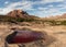 Red puddle on slickrock in Southern Utah