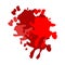 Red puddles Dripping blood. Realistic bloody splatters blob of blood. Medical and healthcare concept. Blood splatter