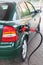 Red pump for refueling filling car on station