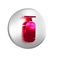 Red Punching bag icon isolated on transparent background. Silver circle button.