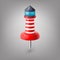 Red push pin lighthouse isolated, vector.