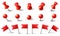 Red pushpin, flag and thumbtack. Isolated vector set