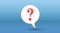 A red question mark icon on a white speech bubble. Symbol of frequently asked questions, problem solving, information support. The