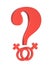 Red question mark with two female symbols