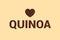 Red Quinoa super food grains texture text with heart on pastel color background.