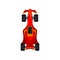 Red racing car, speeding motor racing bolid top view vector Illustration