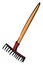 Red rake on woden handle vector illustration