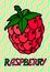 Red raspberry with text on waving background