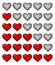 Red rating hearts