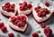 red raw food vegan dried raspberries dessert concept heart top healthy rose mint cakes delicious shaped view love flowers