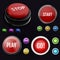 Red realistic button stop. Set colorful button