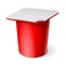 Red Realistic plastic container for yogurt. Vector