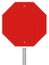 Red reflective hexagon stop sign isolated
