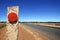Red reflector at the Eyre Highway