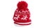 Red reindeer winter bobble ski hat one isolated