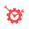 Red repair service logo like clock