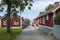 Red residential wooden houses Oregrund Sweden