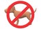 A red restricted sign over a dog - no pets allowed