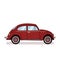 Red retro beetle car isolated on white background. Flat vector illustration. For gritting card, congratulation, banner