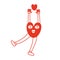 Red retro bright groovy heart, illustration of playful love hearts for valentine's day in line style