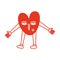 Red retro bright groovy heart, illustration of playful love hearts for valentine's day in line style