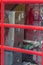 Red retro english telephone box close up, United Kingdom traction design, classic reference information box.