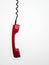 Red retro handset on white background