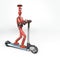 Red retro robot on scooter,3d,render