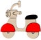 Red Retro Scooter Flat Icon on White Background