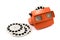 Red retro stereoscope isolated with reels on white background image