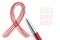 Red ribbon AIDS icon symbol hand drawing by pen sketch red color