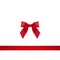 Red ribbon bow on white background.