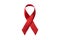 Red ribbon isolated on white background. Aids control symbol. Directly above