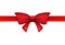 Red ribbon with red bow on a white background. Vector isolated bow decoration for holiday present. Gift element for card design