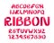 Red Ribbon script font.