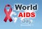 Red ribbon with sky world clouds map world aids day 1 december t