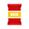 Red rice package icon, flat style