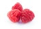 Red ripe raspberry on white