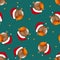 Red Robin Bird Santa Claus on Green Background. Vector Illustration